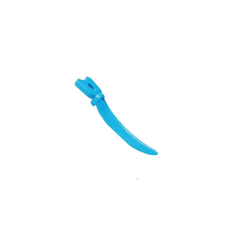 Arka kısmında pin/presel yerleştirme deliği bulunan, standart posterior restorasyonlar için tasarlanmış, diş anatomisini taklit eden orta (Medium) boy Golddent GD Anatomic Wedge anatomik plastik diş kaması.