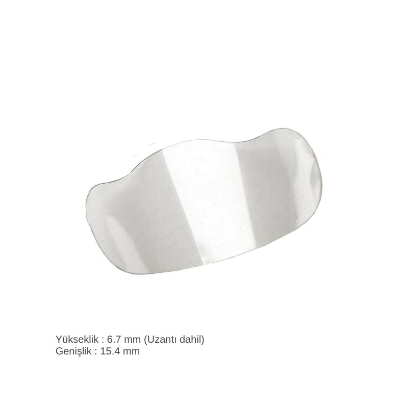 Diş eti altı vakalarında kullanılan, yüksek form stabilitesine sahip, X-Y eksenlerinde kavislendirilmiş ışık geçirgen şeffaf polyester Golddent GD5 orta boy (M) sectional matriks bandı