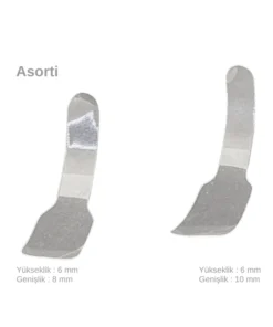 Estetik ön bölge restorasyonlarında ışıkla sertleşmeye imkan tanıyan, 8 mm ve 10 mm genişliklerinde her birinden 50'şer adet bulunan toplam 100 adet anatomik kavisli şeffaf polyester Golddent GD Transparan Spoon Matrix bandı seti