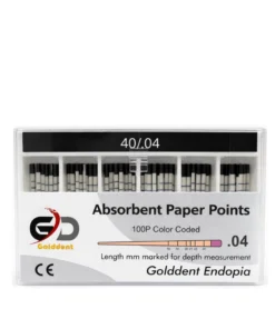 Golddent Absorbent Paper Points .04 Taper serisi, döner (rotary) eğe sistemleri ile şekillendirilmiş kanalların kurutulması için özel açılı olarak üretilmiştir. Yüksek emiciliğe sahip saf selüloz yapısı, kanal duvarlarına tam temas ederek nemi hızla uzaklaştırır ve sızdırmaz bir dolum için ideal zemin hazırlar. Lif bırakmayan (lintless), milimetrik işaretli ve boyutsal stabilitesi yüksek bu konlar, klinik güvenliği ve başarıyı artırır