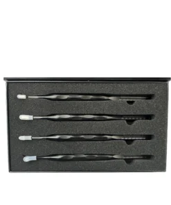 SANI Black Serisi 4'lü Karma Mikro Ayna Seti (Saplı) – 0.7mm Yuvarlak & Dikdörtgen