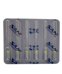 SANI H-File, kök kanal tedavisinde yüksek kesim verimliliği ve etkin debris (artık) tahliyesi için özel olarak tasarlanmış paslanmaz çelik el eğesidir. "Hedstrom" tipi keskin bıçak yapısı, çekme hareketiyle dentin duvarlarını hızla şekillendirir. Esnek ve dayanıklı çelik alaşımı sayesinde kırılmaya karşı dirençlidir ve kavisli kanallarda güvenle kullanılır