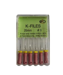 Golddent markasına ait, dar ve kalsifiye kök kanallarının araştırılması ile ilk rehber yolun (glide path) oluşturulması amacıyla kullanılan, paslanmaz çelikten üretilmiş 25 mm uzunluğunda 06 numara pembe renk kodlu manuel kanal eğesi